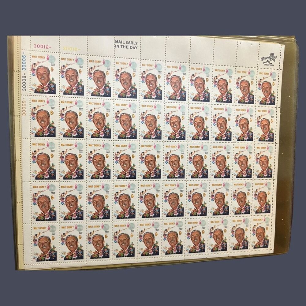MNH 1968 Scott #1355 Walt Disney Sheet of 50 6 Cent Stamps